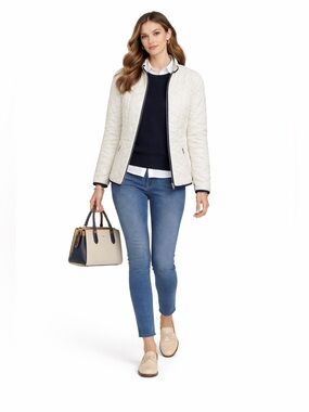 Nautica White Quilted Bomber Jacket